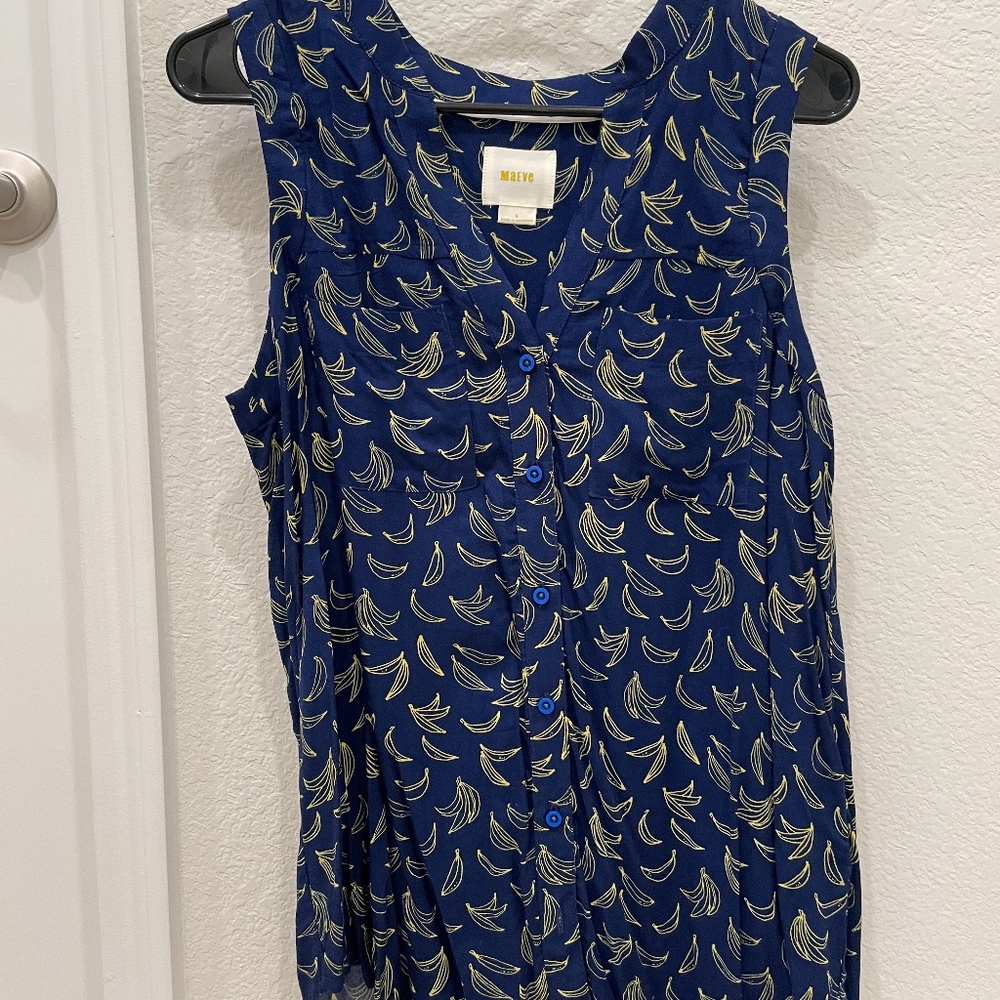 Maeve Anthropologie banana print top size 6